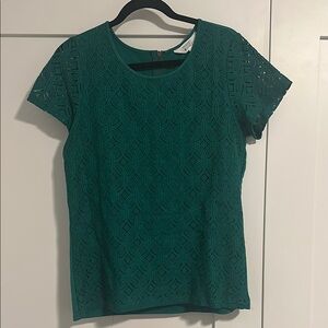 Fitted Green Blouse with Cap Sleeves